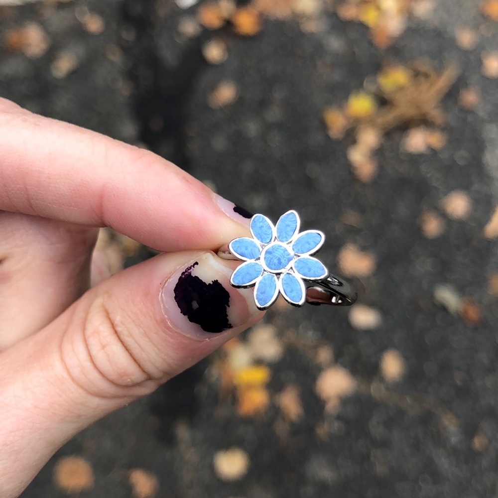 light blue sunflower ring